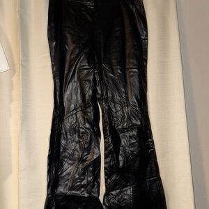 SHEIN Black Flare Leather Pants